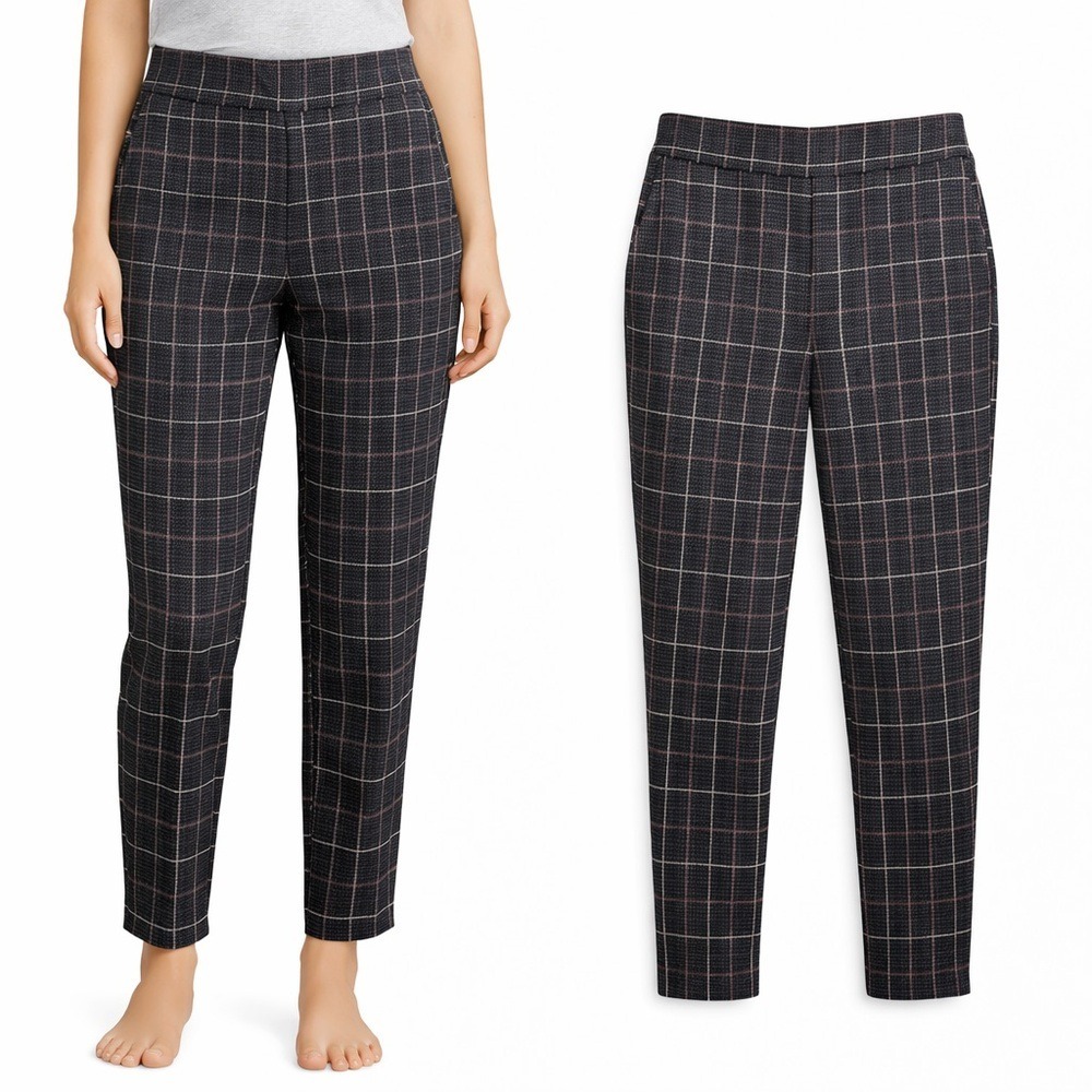 Lark + Grey NWT‎ Petites Grey Plaid Butt-Lifting Ankle Pants PL JB0478PE